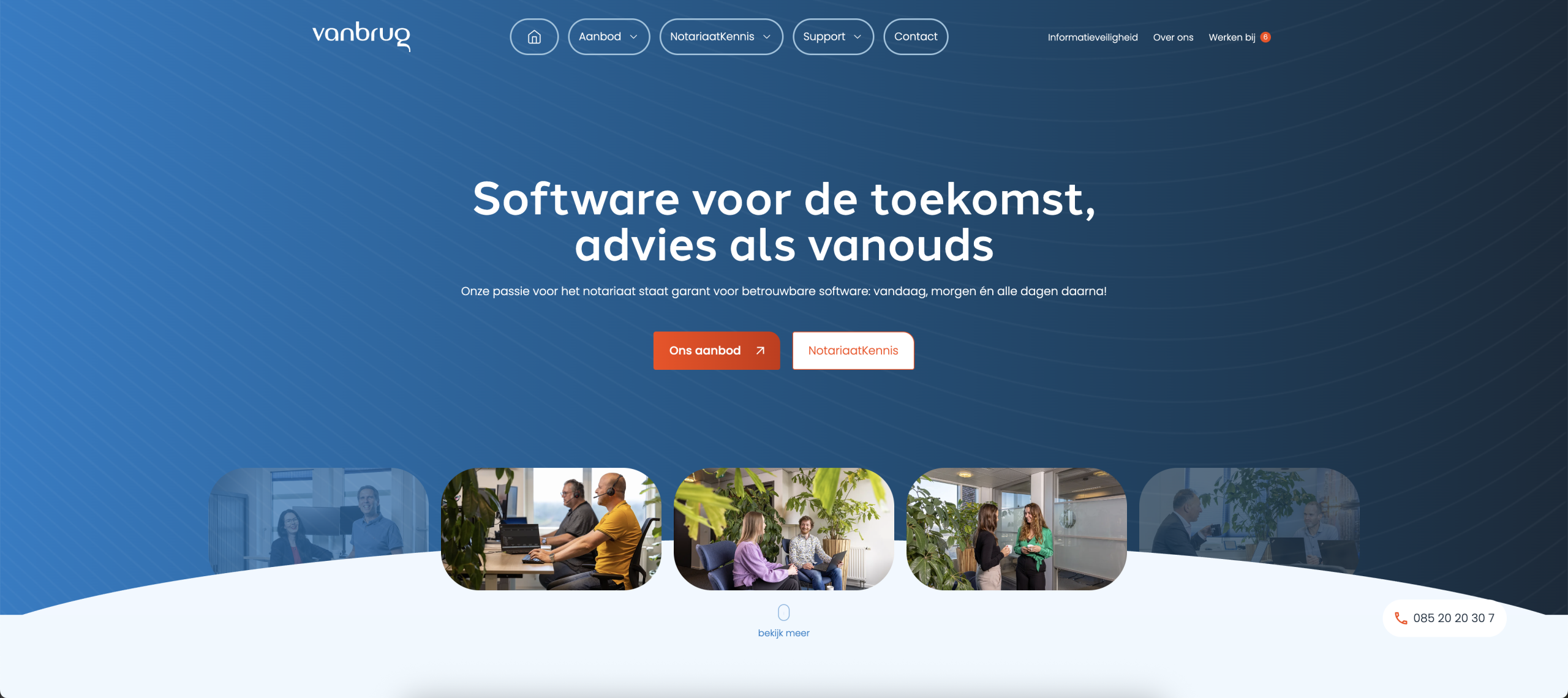 Schermafbeelding van de website van Van Brug Software